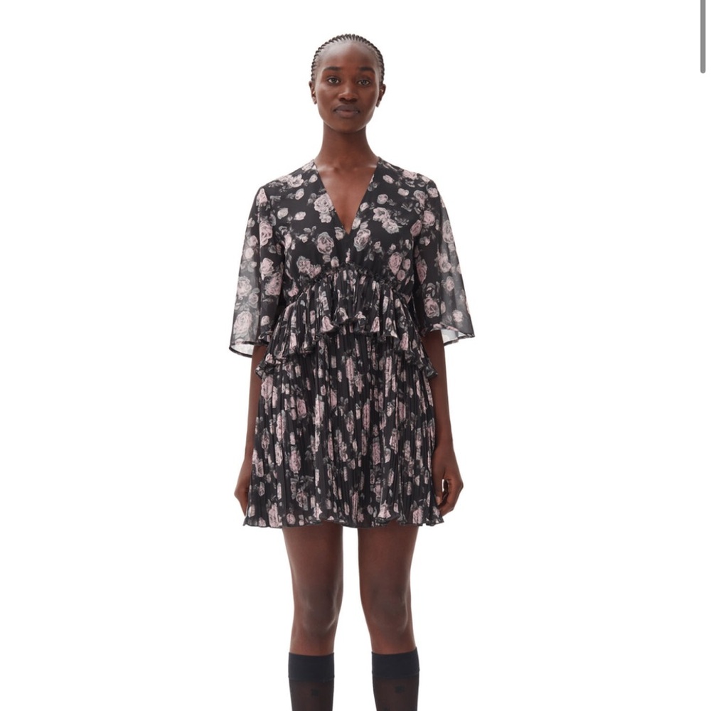 Ganni Flounce Mini Dress NWT